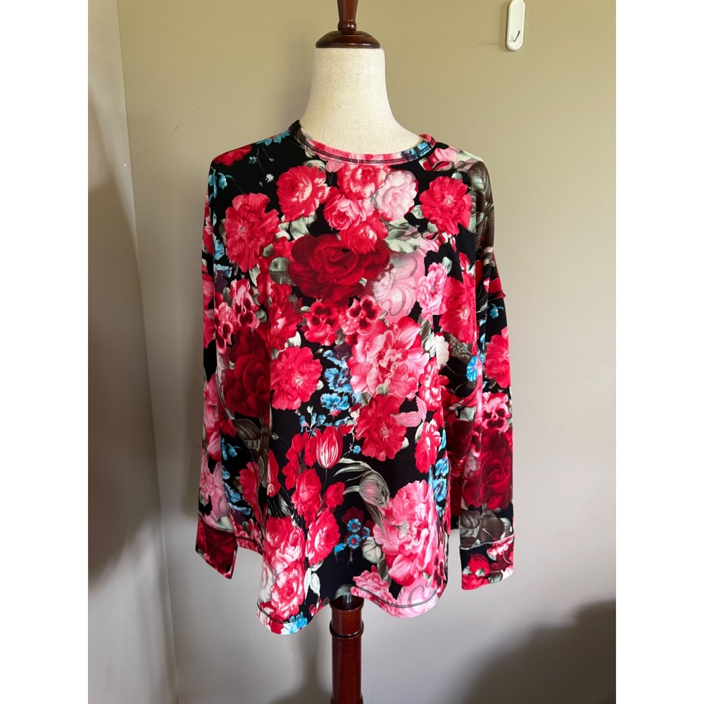 Show Me Your‎ Mumu Floral Long Sleeve Top Black Red Pink Size Small
